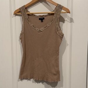 Iconic Y2k 2000s Coquette Apt. 9 Women's tan Brown Lace Tank Top cami
